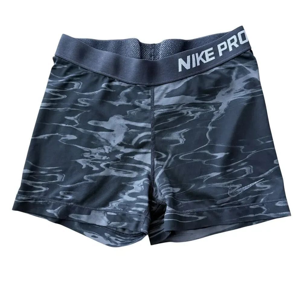 Nike Pro Shorts Dri-Fit Black Gray Camo Workout Athletic Womens
